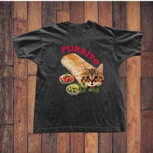 Purrito black cotton t-shirt